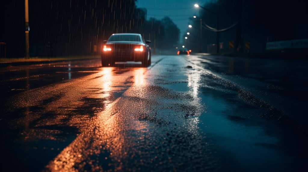 carro andando na chuva a noite